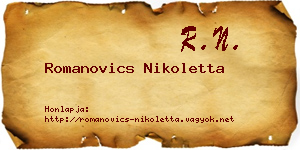 Romanovics Nikoletta névjegykártya